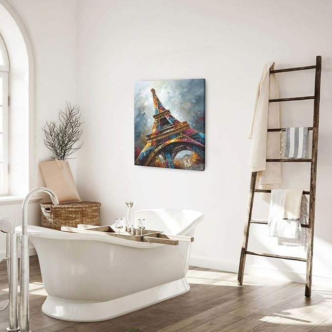 Paris Eiffel Tower Wall Art Paris Architecture Canvas Wall Decor Europe City Eiffel Tower Pictures Painting Print Artwork Framed Decorations Gifts for Living Room Bedroom Office 20"x24"