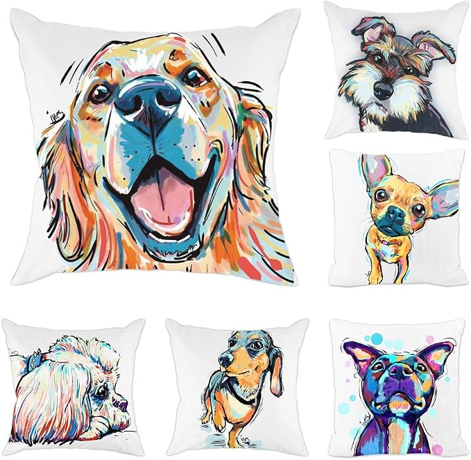 Cute Pet Golden Retriever Dog Pattern Polyester Throw Pillow Covers Car Sofa Cushion Cover Pillowcases Home Decor 18"x18"