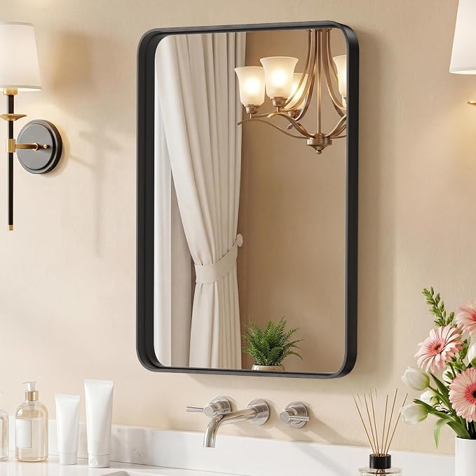 DUMOS 24"x36" Wall Mirror, Bathroom Mirrors for Over Sink, Black | Tempered Glass & Anti Rust Metal Frame, Decor for Entryway, Living Room, Bedroom, Vanity