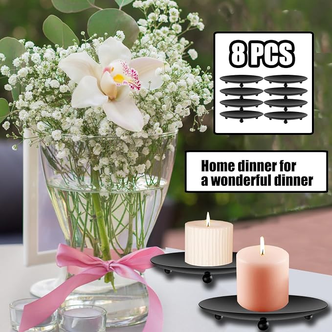 8 PCS Iron Plate Candle Holder,Candle Stand for LED & Wax Candles