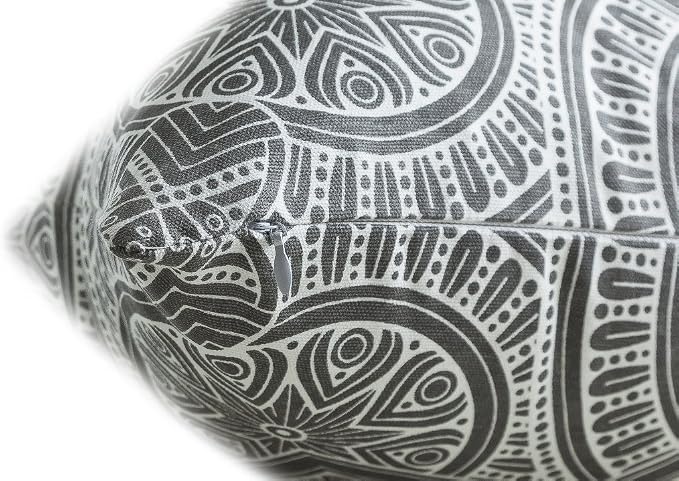 TreeWool Mandala Accent Throw Pillow Covers 18x18 Set of 2 (Graphite Gray) | Decorative Throw Pillowcases for Sofa & Couch; 100% Cotton Accent Covers Ideal for Spring & Summer Stylish Home Decor