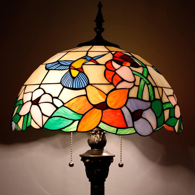 WERFACTORY Tiffany Floor Lamp 64 Inch Stained Glass Standing Reading Light