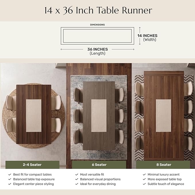 Solino Home 100% Pure Linen Table Runner Oyster Grey, Athena 14 x 36 in | dresses up dining tables for everyday meals, European flax fibres, a thoughtful housewarming gift, soft, OEKO-TEX Certified