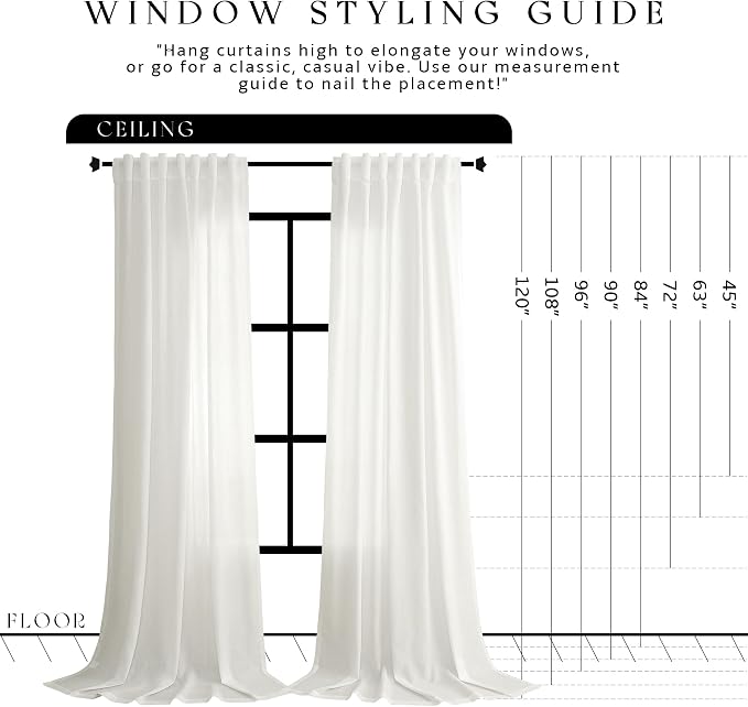Jowels Ivory Linen Curtains 102 Inch Long 2 Panels for Living Room | White Light Filtering Semi Sheer Curtain,Back Tab Pocket Pleated Look,Farmhouse Textured Privacy Drapes for Bedroom Window