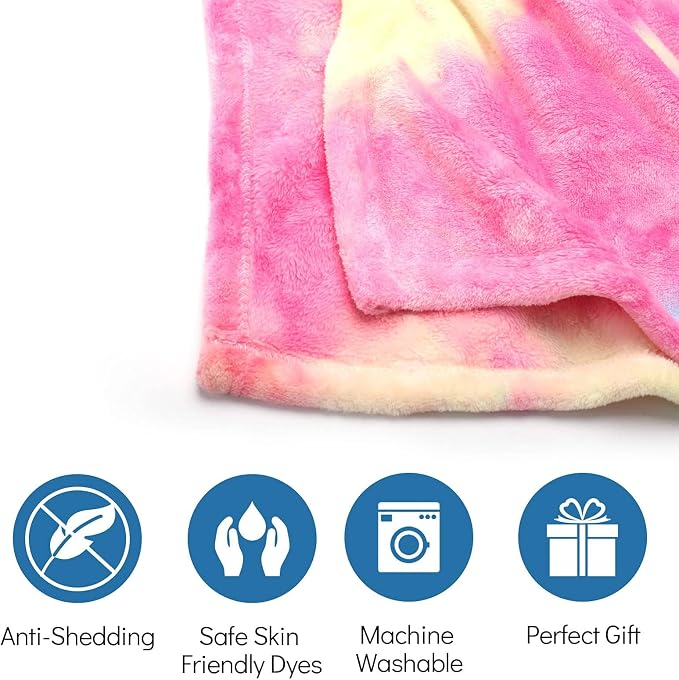 Ailemei Direct Rainbow Blanket, Pastel Tie Dye Design, Rainbow,30"x40" | Soft Cute Funny Decorative Flannel Throw Blankets, Fuzzy Fleece Bed Blankets for Teen Girl Adults Kid's Gift