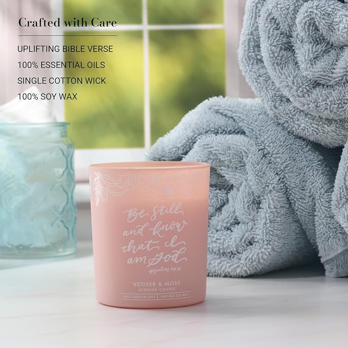 Christian Art Gifts Soy Wax Scented Candle: Be Still & Know Bible Verse