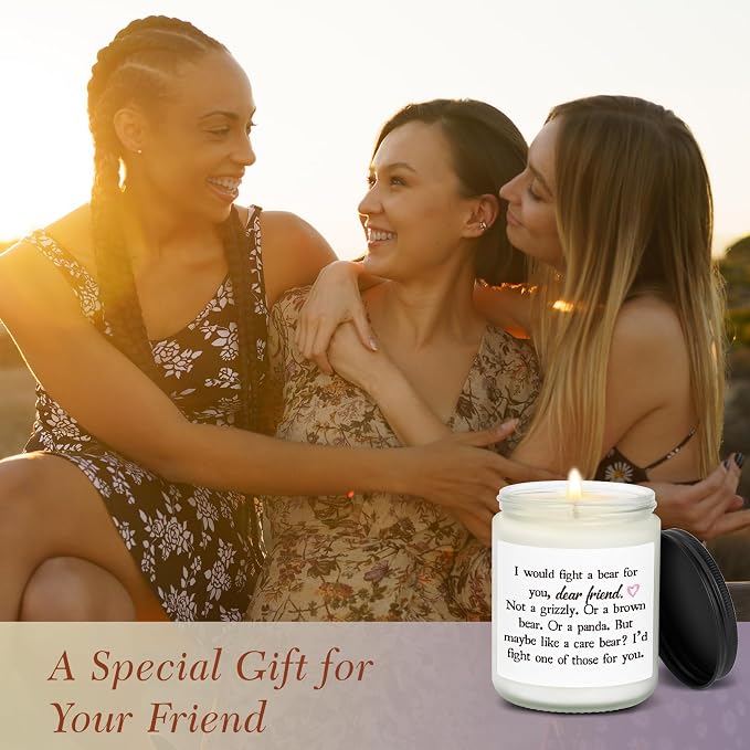 Friend Gifts for Women, Friend Birthday, Friendship Gifts for Women Soul Sister Bestie, Handmade Lavender Natural Soy Wax Candle (7oz)