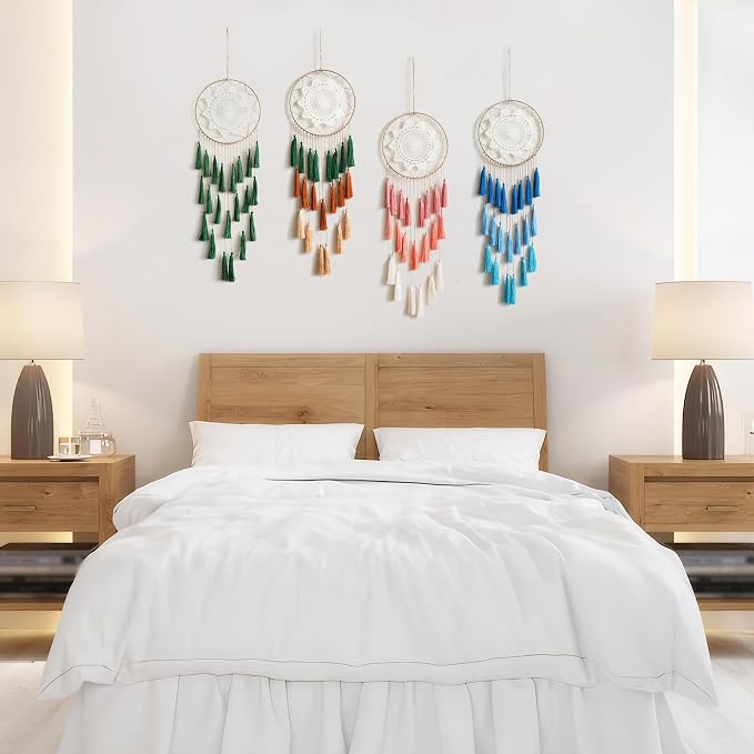 Artilady Macrame Dream Catcher Wall Hanging, Large Boho Green Room Decor