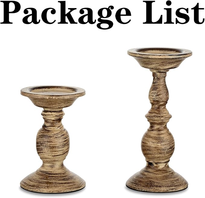 Sziqiqi Vintage Pillar Candle Holders Distressed Metal Candleholder Set