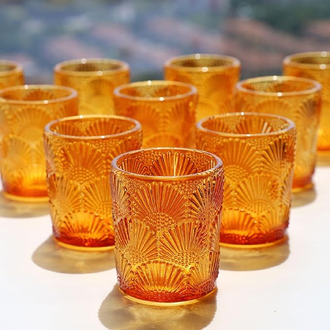 Woho 12pcs Amber Votive Candle Holders, Tealight Holder for Thanksgiving