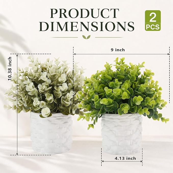 ALAGIRLS 2 Pack 10.38" Fake Plants Artificial Indoor Decor