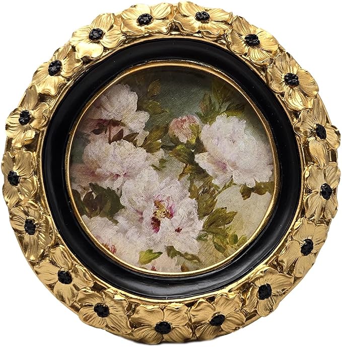 3x3 Vintage Round Picture Frame, Small Antique Gold Frames