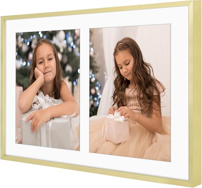 Golden State Art 12x19 Collage Frame w/Mat for 8x10 Photos Gold 2 Pack