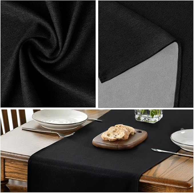 Artoid Mode Black Table Runner, Seasonal Halloween Washable Kitchen Dining Table Decoration for Home Party Decor 13x108 Inch