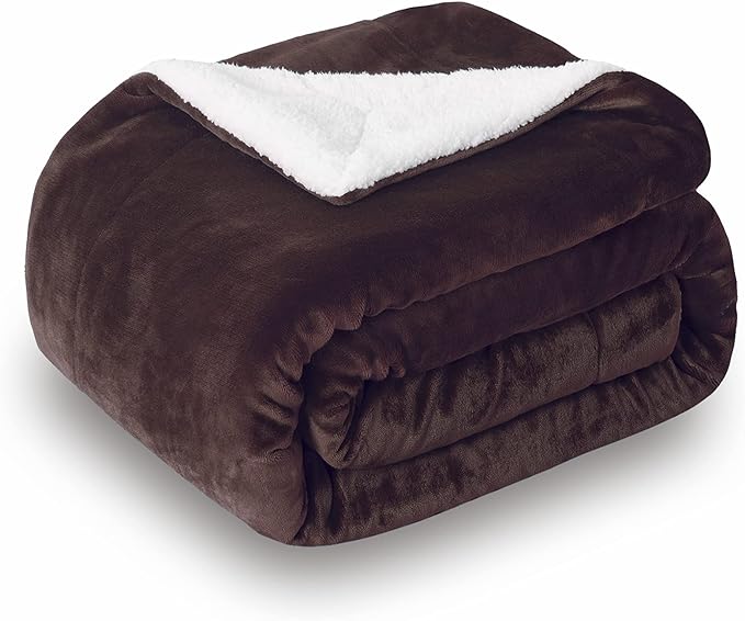SOCHOW Sherpa Fleece Throw Blanket, Brown, 50x60 inches | Reversible Super Soft Luxurious Plush Blanket Throw Size