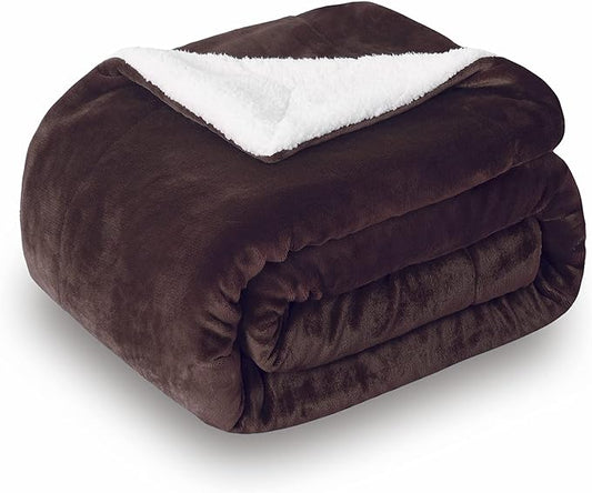 SOCHOW Sherpa Fleece Throw Blanket, Brown, 50x60 inches | Reversible Super Soft Luxurious Plush Blanket Throw Size