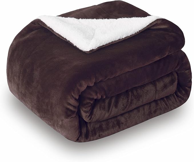 SOCHOW Sherpa Fleece Throw Blanket, Reversible Super Soft Luxurious Plush Blanket Twin Size, Brown(60inch X80'') | Reversible Super Soft Luxurious Plush Blanket Twin Size