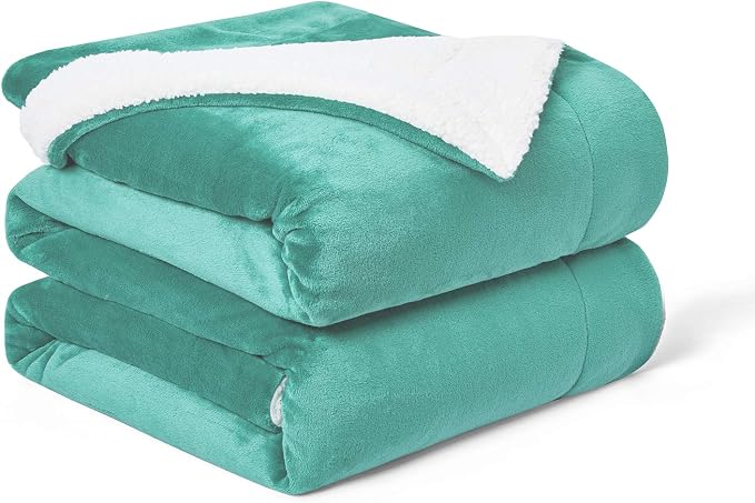 Walensee Sherpa Fleece Blanket (Twin Size 60”x80” Turquoise) Plush Throw Fuzzy Super Soft Reversible Microfiber Flannel Blankets for Couch, Bed, Sofa Ultra Luxurious Warm and Cozy for All Seasons