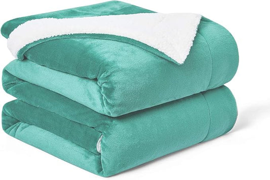 Walensee Sherpa Fleece Blanket (Twin Size 60”x80” Turquoise) Plush Throw Fuzzy Super Soft Reversible Microfiber Flannel Blankets for Couch, Bed, Sofa Ultra Luxurious Warm and Cozy for All Seasons