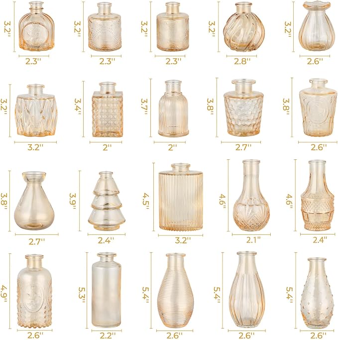 BEAHOT Bud Vase in Bulk - Flower Vases for Wedding Decorations, Glass Vase for Table Decorations, Small Vase for Home, Mother's Day, Centerpieces, Party, Office (32pack,Gpld)