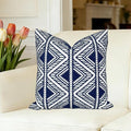 Slow Cow Embroidery Decorative Throw Pillow Cover Geometric Design Cushion Cover 18x18 Inches Navy Blue