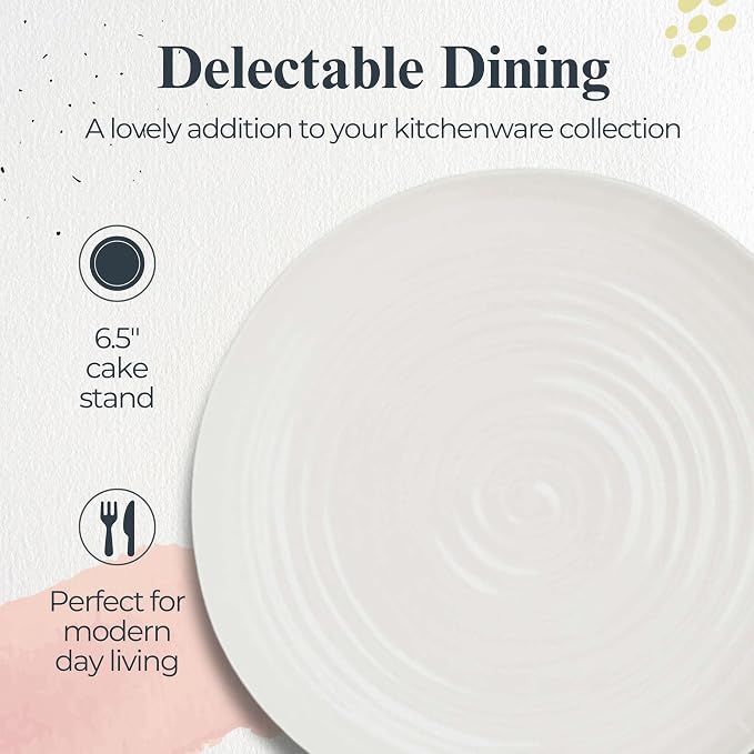 Portmeirion Sophie Conran Cake Stand, Mini, White | 6.5" Fine Porcelain Mini Cake Stand - Dishwasher Safe for Cakes, Cupcakes, Pastries, Desserts & Tea-Time Serving