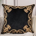 Aeckself European Floral Pillow Cover 16x16 Inch, Luxury Velvet Embroidered Decorative Throw Pillow Cover for Couch Bedroom Living Room, Black and Gold