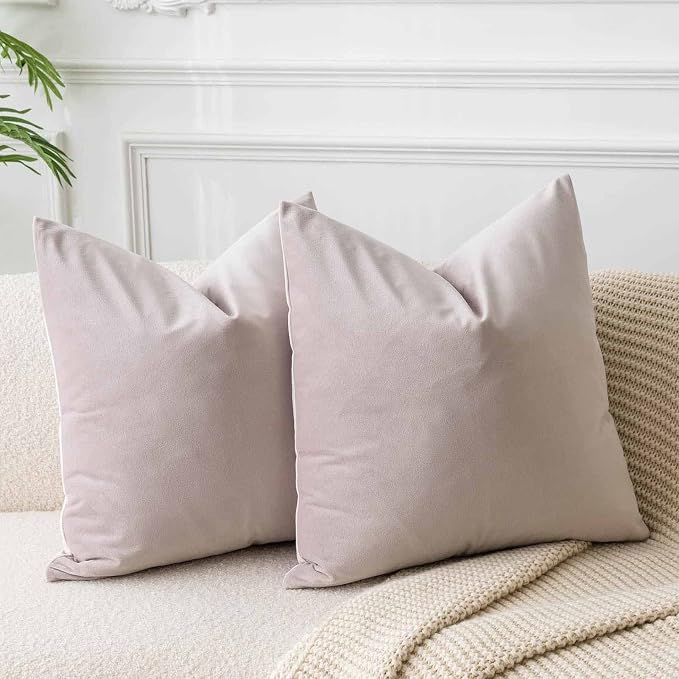 JUSPURBET Decorative Velvet Throw Pillow Covers 18x18 Set of 2,Champagne