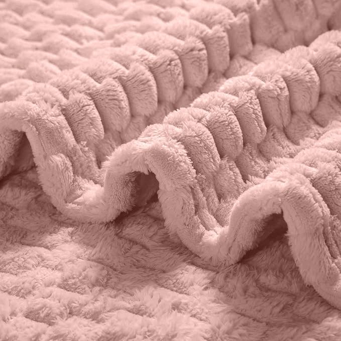 Excervent Hexagon Jacquard Throw Blanket for Bed, 50x70 Inches, Grey Pink | Decorative Fuzzy Flannel Fleece Throw Blanket for Sofa Bed Couch, Super Soft Cozy, Suitable for All Seasons