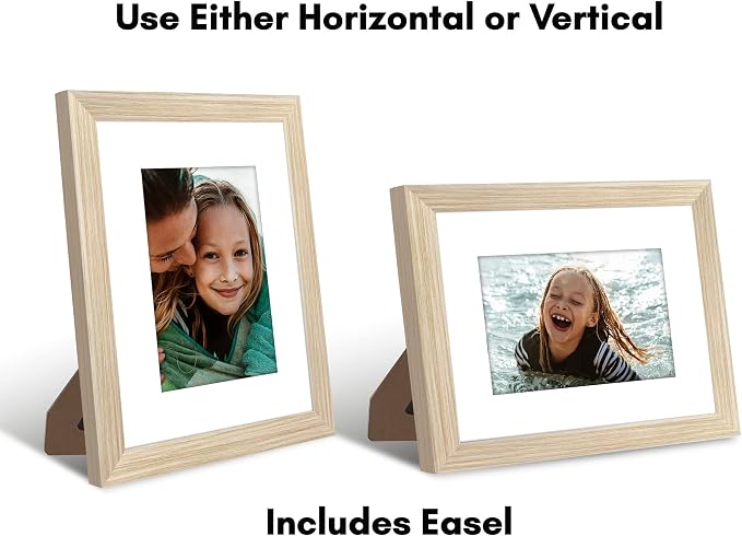 Americanflat 8x10 Picture Frame - Matted to 5x7 - Natural Oak