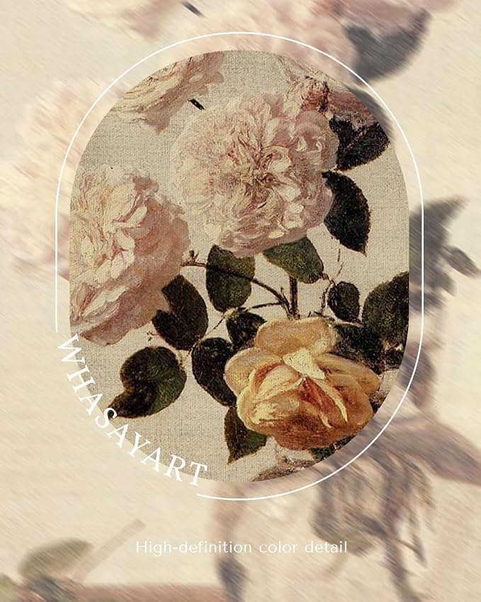 WHASAYART Vintage Gold Framed Beautiful Flowers Canvas Wall Art 13x16 Inch | Antique Still Life Rose in Vase Painting Print, Classic Botanical Wall Decor Artwork Living Room Entryway Bedroom Office