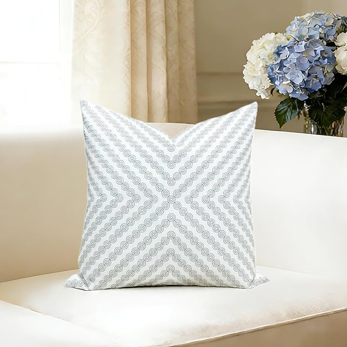 Slow Cow Linen Embroidery Decorative Pillow Cover Cushion Cover Geometric Pattern Throw Pillow Cover Pillowcase 20 x 20 Inches Dark Gray