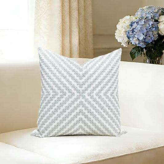 Slow Cow Linen Embroidery Decorative Pillow Cover Cushion Cover Geometric Pattern Throw Pillow Cover Pillowcase 20 x 20 Inches Dark Gray