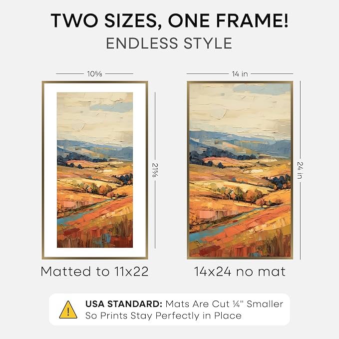 Homeforia 14x24 Bronze Picture Frame, High-End Metal, 11x22 Mat, Glass