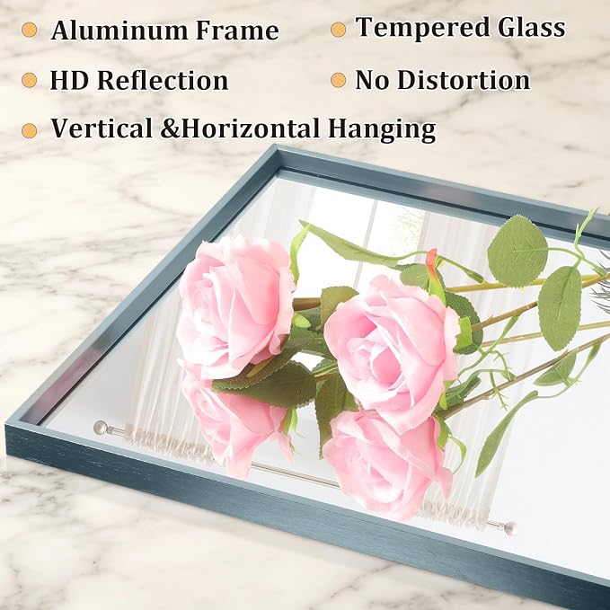 AAZZKANG Large Wall Mirror Decor Metal Framed Mirrors 26"x18" for Bedroom Bathroom Entryway Dressing Room Rectangle