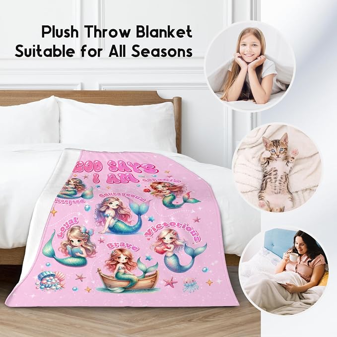Mermaid Blanket for Girls, Kids' Mermaid Throw Blanket, Party Decorations, 60"x80"