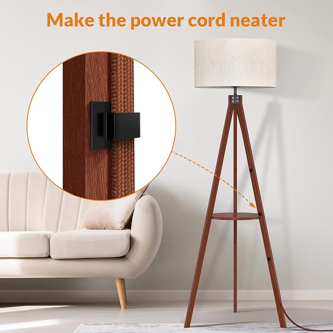 LEPOWER Shelf Floor Lamp Tripod Mid Century Modern Lamps for Living Room