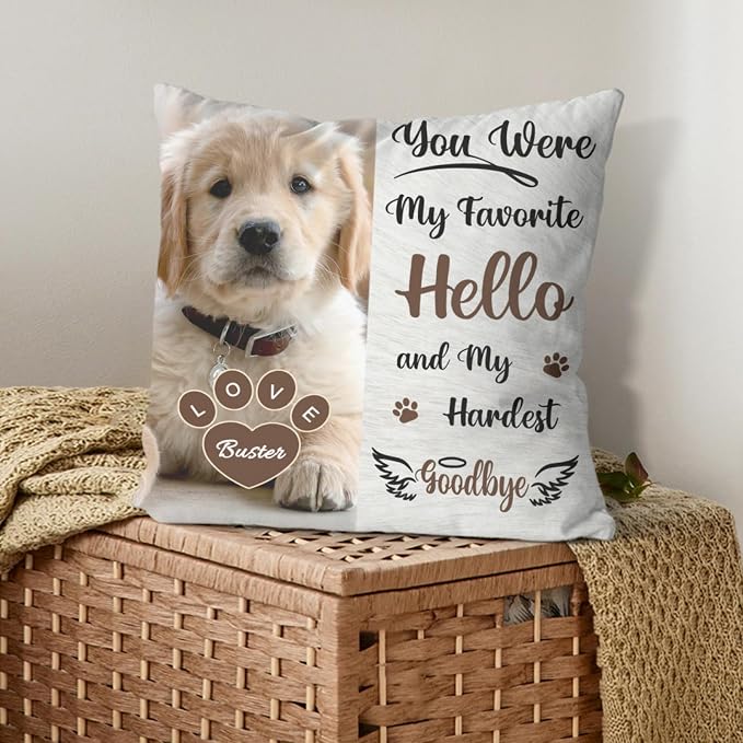 Alienc Personalized Pet Memorial Gifts for Dogs Cats, Custom Pet Memorial Throw Pillow Cover (Optional Pillow Insert), Loss of Dog Sympathy Gift