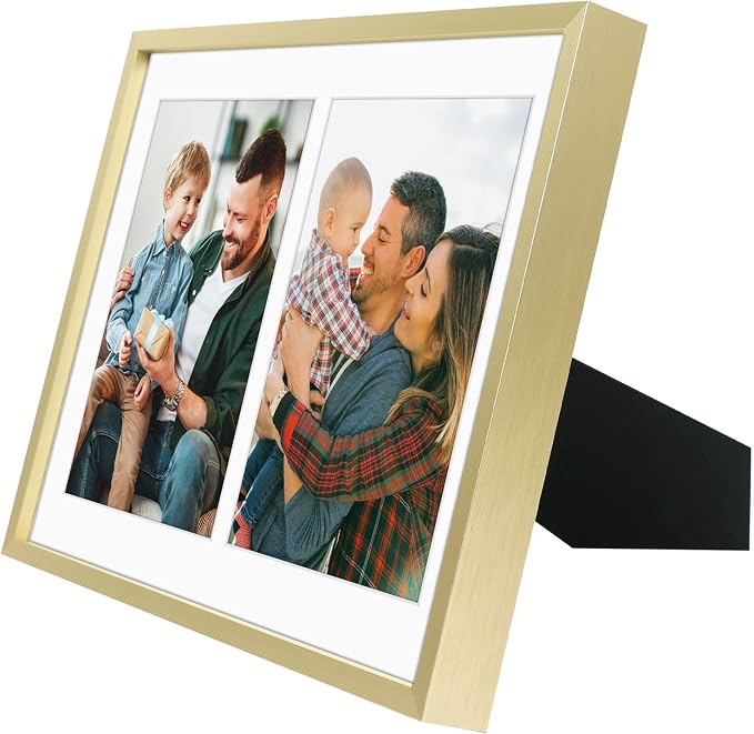Golden State Art 8.5x11 Collage Frame w/Mat for 2 5x7 Photos Gold 2 Pack