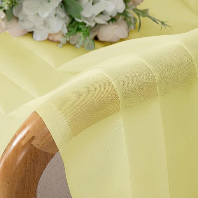 Simplebrand Light Yellow Sheer Curtains 72 Inches Long 2 Panels for Living Room, Rod Pockets Airy Window Treatments Voile Sheer Black Curtains Panels Lightweight for Front Back Patio Glass Door, 42" W