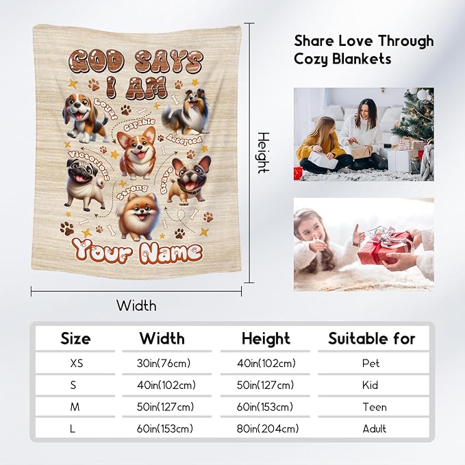 Personalized Dog Blanket for Kids - Custom Gifts for Dog Lovers, Mom, Women, Girls, Boys, Adults, Toddlers - Inspirational Fleece Blanket for Couch With Dogs, 30"x40"
