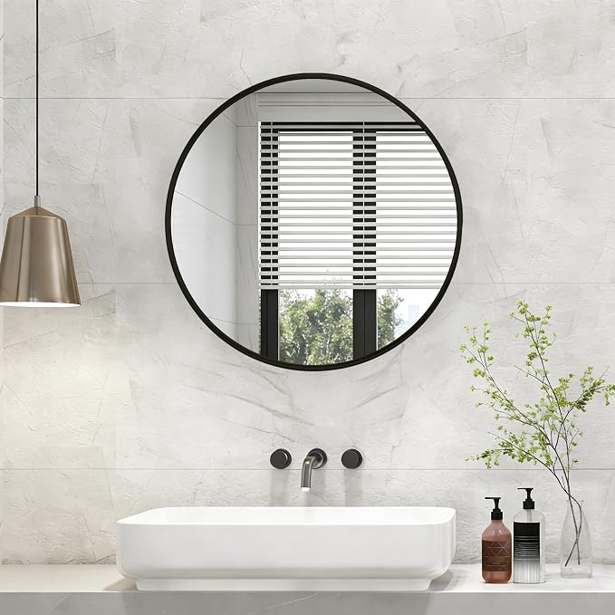 NEWBULIG Bathroom Mirror, Wall Mirror with Aluminum Alloy Thin Frame, Bathroom Mirrors for Over Sink, Bedroom, Living Room, Entryway