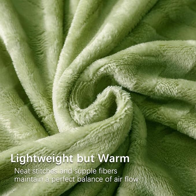 Whale Flotilla Flannel Fleece Bed Blanket King Size, Olive Green | Lightweight Breathable Soft Bedspread, Plush Fluffy Coverlet Chevron Design Decorative Blanket for All Season, 90x104 Inch