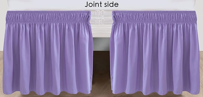 Wrap Around Bed Skirt King Size 15 Inch Drop-Elastic Dust Ruffle Lavender | Adjustable Pleated Bedskirt-Easy Fit Wrinkle Resistant Washable Hotel Quality Fabric Bed Skirting-Master Guest Bedroom Rental