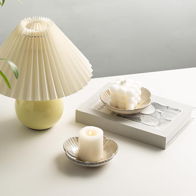 BEUNAIZER Ceramic Pillar Candle Holder Plate, Decorative Candlestick Holder