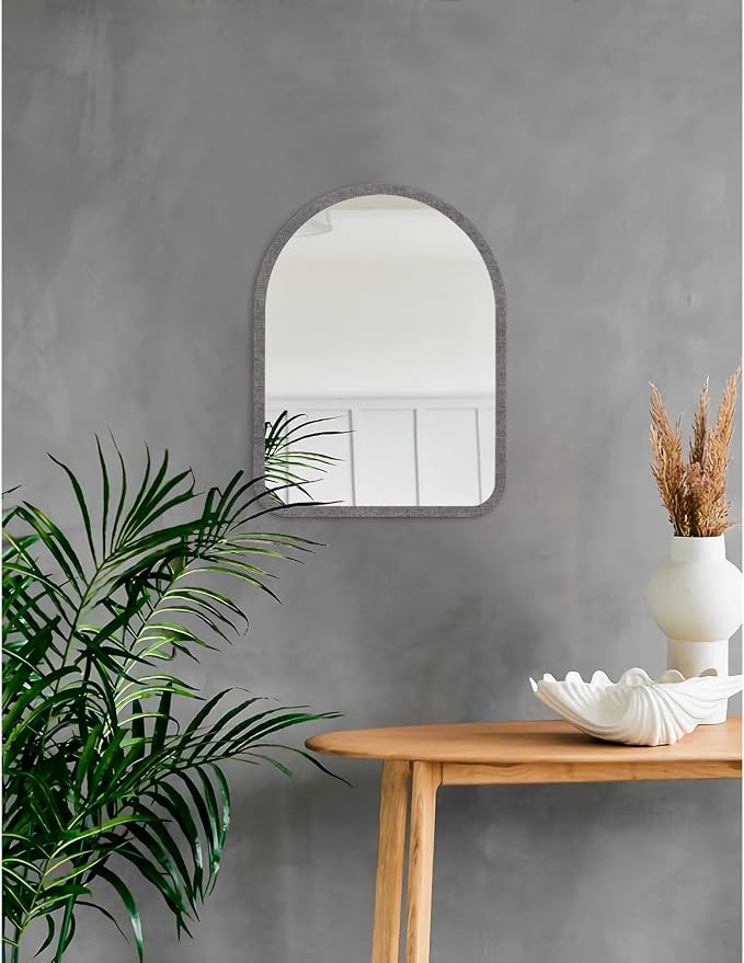Arch Wall Mirror Wooden Framed Vintage Rustic Farmhouse Vanity Mirrors Decor Bathroom Bedroom Entryway Hallway Living Room New Home 16"×12"