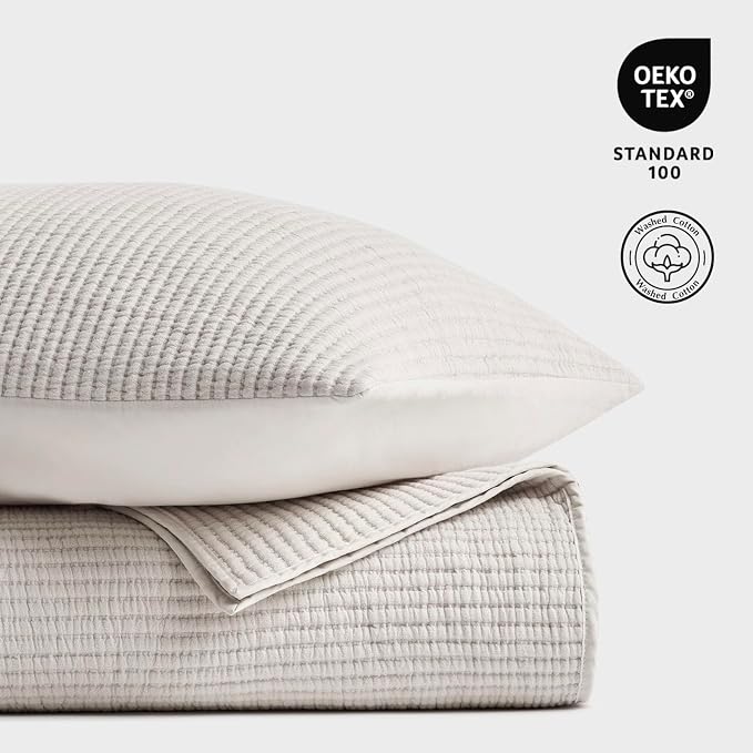 EVERGRACEHOME Cotton Ribbed Matelassé Coverlet Set, King Size, Birch | Soft Lightweight Bedspread, 3 Pieces, Breathable Cozy Oversized Quilted Bedding Set for All Seasons, with 2 Pillow Shams