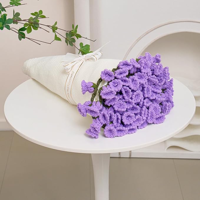 Longhui bedding Hand Crochet Lily of the Valley Blanket, 60” Floral Throw Afghan, Delicate Gift Symbolizing Happiness for Women, Her, Mom - Perfect for Mother‘s Day & Weddings
