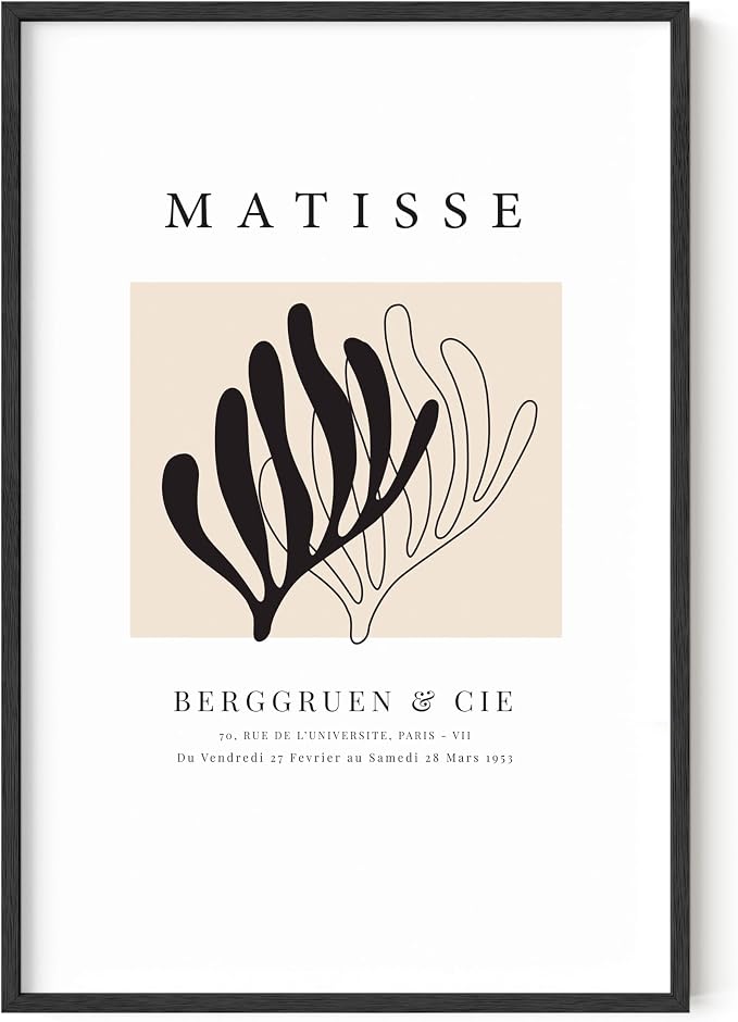 Black and White Leaf Matisse 24x36
