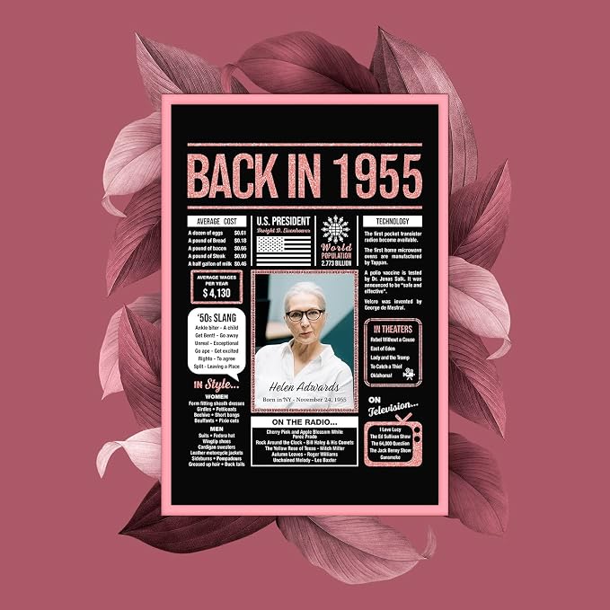 Happy 70th Birthday Decorations Women - Personalized Gifts For 70 Year Old, Rose Gold 70 Birthday Decorations, 70 Yr Old Bday Decor, Party Decorations, Over The Hill Party Supplies, Presents Poster